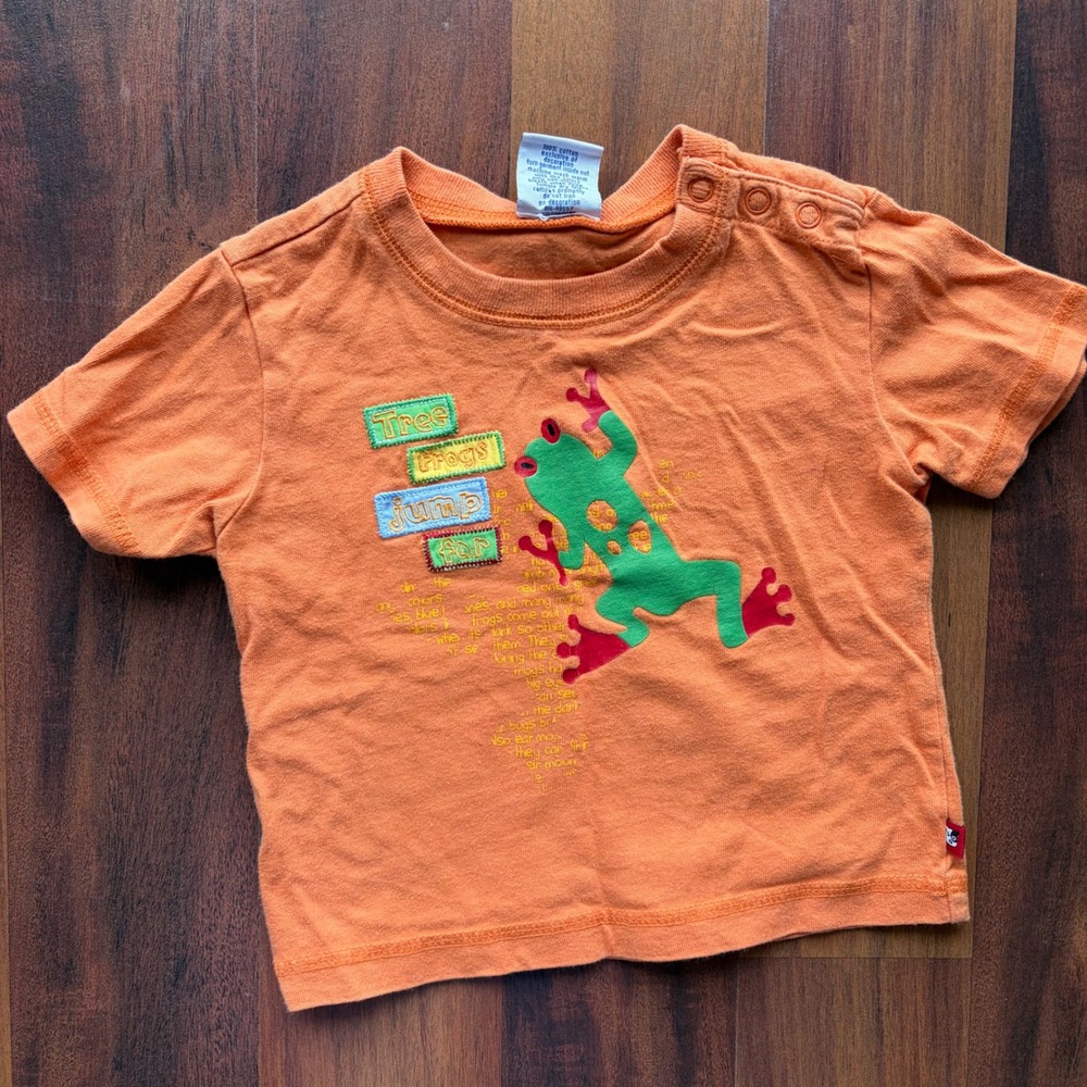 Sprockets Orange Tree Frogs‎ Jump Far Graphic T-Shirt 18 Months Shoulder Snaps